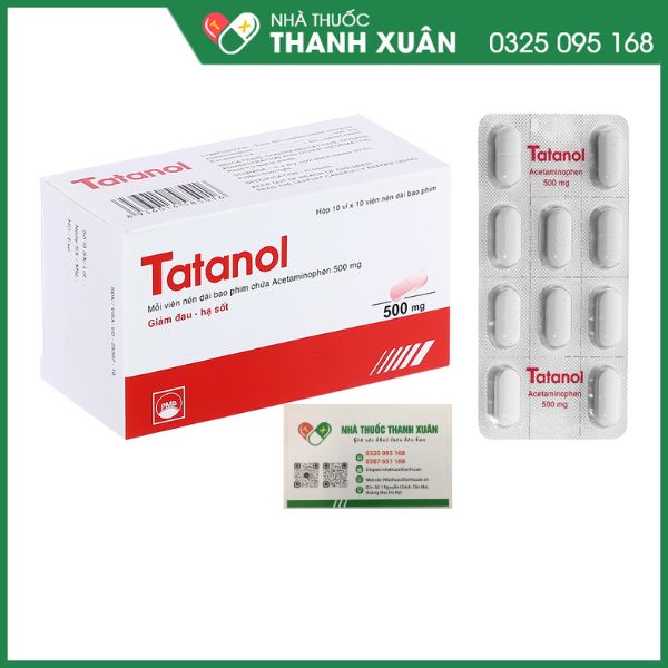 Tatanol 500 giảm đau, hạ sốt (10 vỉ x 10 viên)